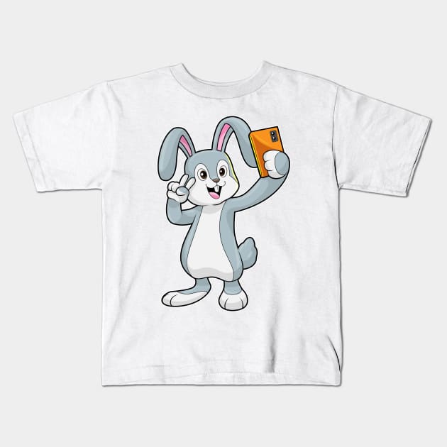 Rabbit with Mobile Kids T-Shirt by Markus Schnabel